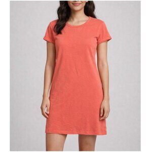 Marine Layer women’s short-sleeve T-shirt dress in a soft coral /salmon pink SM